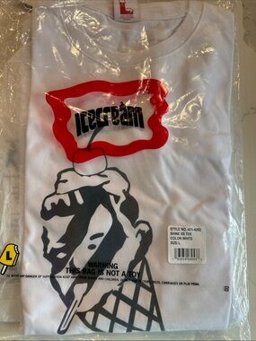 Icecream White Shine SS Tee with Iridescent Metallic Ice Cream logo graphic